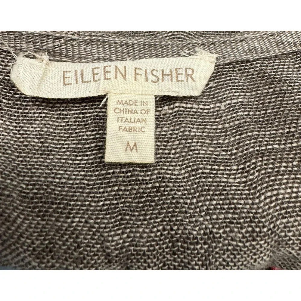 Eileen Fisher Organic Linen Gauze Tunic Tank Top Brown Gray Sleeveless Medium - Picture 5 of 8